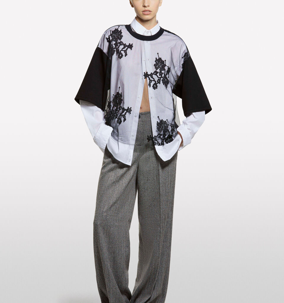 T-shirt nera in pizzo  - t-shirt a manica corta da donna - Nero | Sisley image number 1
